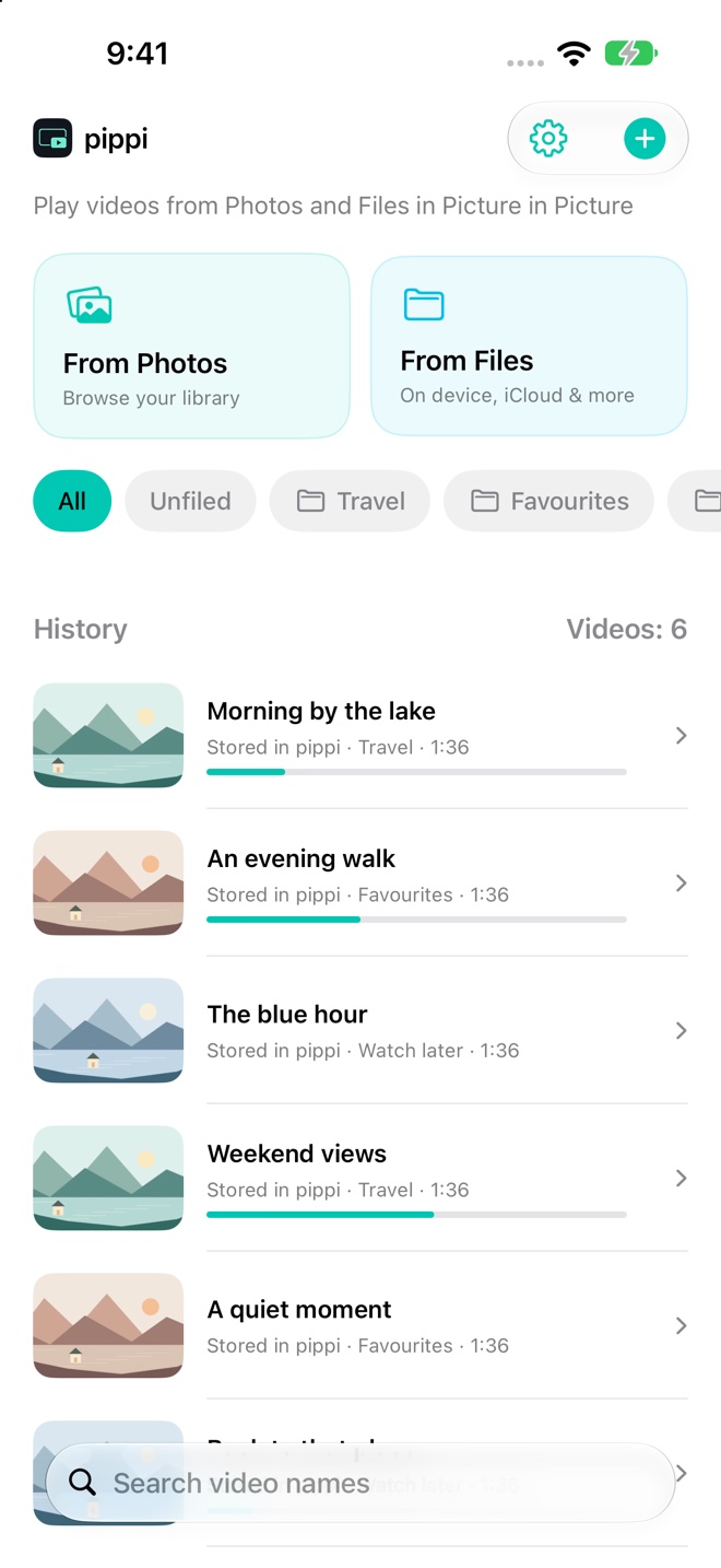 Actual app screens with original demo videos.